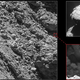 Rosetta’s high-resolution camera found the Philae lander wedged into a dark crack on Comet 67P/Churyumov-Gerasimenko. (Main image, lander inset: ESA/Rosetta/MPS for OSIRIS Team MPS/UPD/LAM/IAA/SSO/INTA/UPM/DASP/IDA; context: ESA/Rosetta/ NavCam–CC BY-SA IGO 3.0)